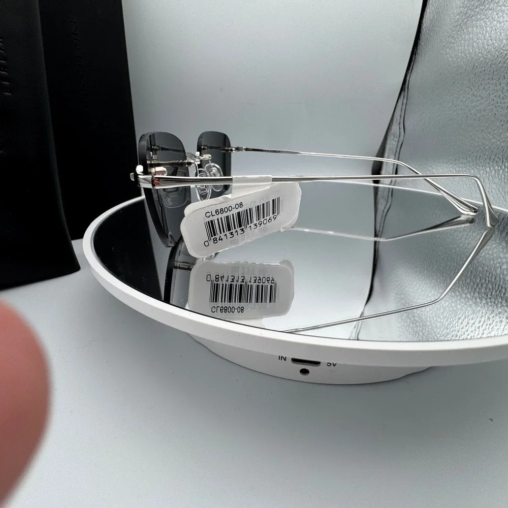 Carolina Lemke Sunglasses Rimless Blue Mirror CL6800-08 Silver Frame 51mm